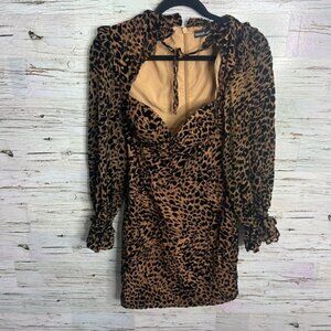 Lavish Alice long sleeve leopard print  dress black brown size 2